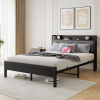 Storage Headboard With Charging Station Queen Size Bed Frame