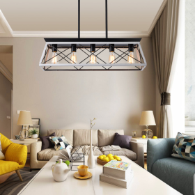 5 Lamps Farmhouse Chandelier Dining Room White - No Bulbs Unavailable Platform- Temu (Option: White and black)