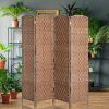 6FT Tall 4-Panel Wicker Weave Room Divider