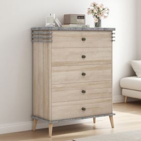 Farmhouse Chest Dresser Of Drawers Tall Storage Organizer (Option: Gray)