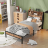 Twin Size Bed Frame With Storage Headboard and Charging Station