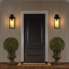 20H Set Of 2 Modern Outdoor Wall Lanterns With Black Metal Frame And Clear Glass, Ambient Light Sensors,Weatherproof Wall Sconces For Porch, Gara