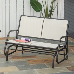 2-Person Outdoor Swing Chair Loveseat (Color: Beige)