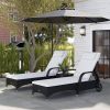 3 Piece Wicker Lounge Chair Set Outdoor Loungers With Armrests