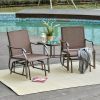 2-Seat Outdoor Glider Swing With Center Coffee Table