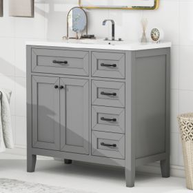36" Bathroom Vanity With Sink Combo (Option: Gray)