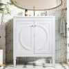 30" No Assembly Needed Vintage White Bathroom Vanity With Ceramic Sink