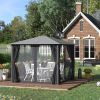 10'x10' Outdoor Patio Gazebo With Mesh Sidewalls And Privacy Curtains