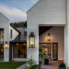 Outdoor Wall Lantern With Dusk To Dawn Sensor (Color: Black)