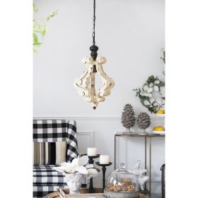 Farmhouse Chandelier, Dilapidated White Chandelier French Country Wood Chandelier For Living Room Foyer, Bulb Not Included (Option: Antique Cream)