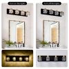4-Light Matte Black Gold Bathroom Light Fixtures, Modern Vanity Lights With Crystal Glass Shade, Vintage Light Fixture Bathroom Over Mirror Wall