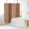 6FT Tall 4-Panel Wicker Weave Room Divider