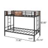 Twin Over Twin Size Metal Bunk Bed With Double Safety Guard Rails