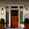 20H Set Of 2 Modern Outdoor Wall Lanterns With Black Metal Frame And Clear Glass, Weatherproof Wall Sconces For Porch, Garage, Or Entryway Lighti