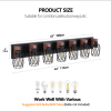 Industrial Vintage 7-Light Wall Sconce - Black Cage Wall Lighting Fixture With Wooden Accents For Bathroom, Hallway, Or Living Room Bulb Not Incl