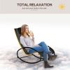 Outdoor Chaise Rocking Lounger With Headrest Pillow