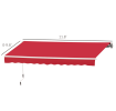 12 X 10 Manual Retractable Awning Outdoor Sunshade Shelter For Patio