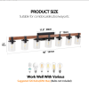 50 Rustic 7-Light Vanity Light, Industrial Bathroom Wall Sconce With Glass Shades And Wood Accent, Modern Farmhouse Lighting Fixture No Bulbs