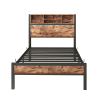 Twin Size Bed Frame With Storage Headboard and Charging Station