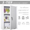 24" x 16" 3-Tier Storage Lockable Medicine Cabinet