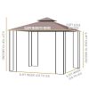 10' X 10' Outdoor Patio Gazebo Canopy With 2-Tier Polyester Roof