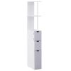 55" Freestanding Linen Tower With 2 Tier Shelf And Drawers