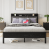Storage Headboard With Charging Station Queen Size Bed Frame