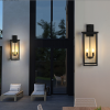 26H 1ps Modern Outdoor Wall Lanterns With Black Metal Frame And Clear Glass, 4 E12 Bulb Socket, Weatherproof Wall Sconces For Porch, Garden, Pati