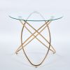 Dining Table With Golden Metal Leg And Tempered Glass