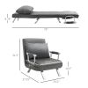 5 Position Folding Sleeper Chair Pillow Steel Frame Dark Grey