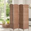 6FT Tall 4-Panel Wicker Weave Room Divider