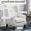 Cream White High Back Accent Chair With Wooden Legs