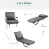 5 Position Folding Sleeper Chair Pillow Steel Frame Dark Grey