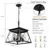 4 Lights Farmhouse Chandelier For Dining Room Black - No Bulbs Unavailable Platform- Temu