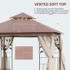 10' X 10' Outdoor Patio Gazebo Canopy With 2-Tier Polyester Roof