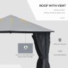 10'x10' Outdoor Patio Gazebo With Mesh Sidewalls And Privacy Curtains