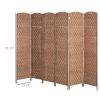 6 Panel Wicker Room Divider 6' Tall Privacy Screen