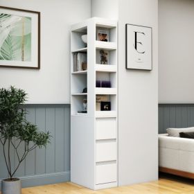 Modern Wooden Tall Bookshelf Bookcase For Living Room (Color: White)