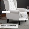 Cream White High Back Accent Chair With Wooden Legs