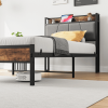 Storage Headboard With Charging Station Twin Size Bed Frame