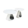Set Of 2 Coffee Round Tables With A Marble-look Top And Steel Base