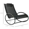 Outdoor Chaise Rocking Lounger With Headrest Pillow