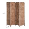 6FT Tall 4-Panel Wicker Weave Room Divider
