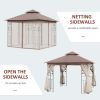 10' X 10' Outdoor Patio Gazebo Canopy With 2-Tier Polyester Roof