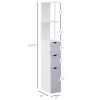 55" Freestanding Linen Tower With 2 Tier Shelf And Drawers
