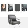 5 Position Folding Sleeper Chair Pillow Steel Frame Dark Grey