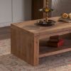 Large 2-Tier Rustic Coffee Table With Storage Shelf