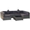 7 Piece Wicker Patio Sectional Sofa With Cushions & Tempered Glass Coffee Table