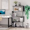 5-Tier Bookcase S-Shaped Wooden Storage Shelf