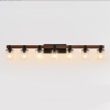 50 Rustic 7-Light Vanity Light, Industrial Bathroom Wall Sconce With Glass Shades And Wood Accent, Modern Farmhouse Lighting Fixture No Bulbs